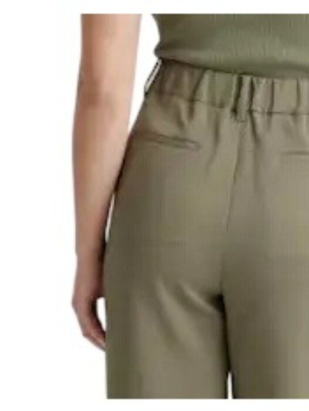 Quince Women's Stretch Crepe Pleated Wide Leg Pant in Olive Size 16 NWT - Picture 3 of 9